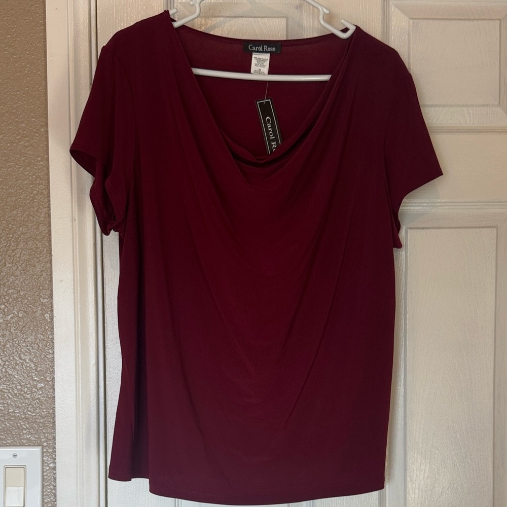 Carol Rose Women's Deep Red Short Sleeve Top